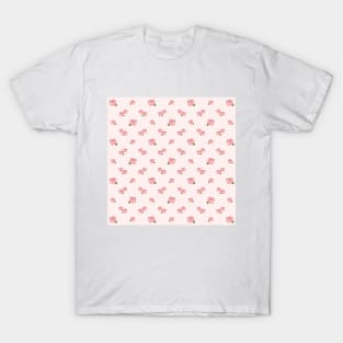 Pink Roses Pattern on Pale Pink T-Shirt